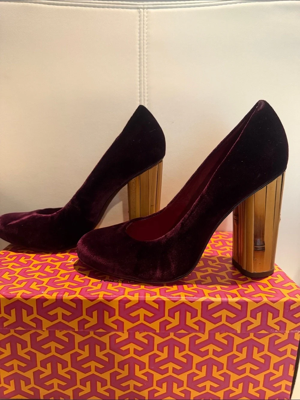 Tory Burch Velvet Block Heels - Picture 4 of 8